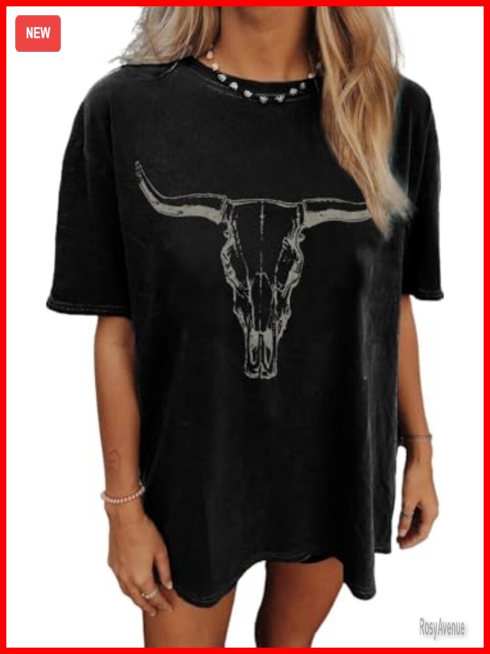 Oversized Flower Graphic Tee Nashville Music Short Sleeve Loose T-Shirt